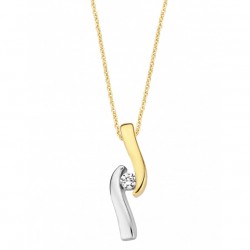 Mori Fashion bicolor 14krt gouden hanger met diamant 0.023 - 10029092