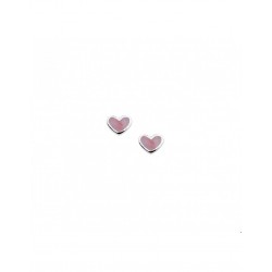 Oorknoppen zilveren hart met roze parlemoer - 10029231