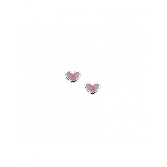 Oorknoppen zilveren hart met roze parlemoer - 10029231