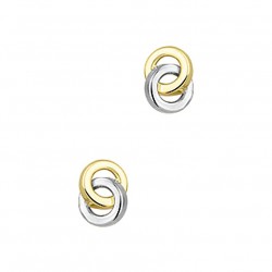 Gouden Oorknoppen bicolor 2 ringen in elkaar 14krt - 10031663