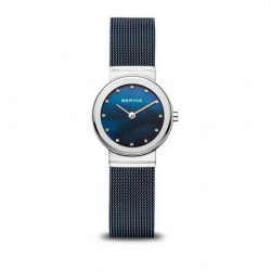 Bering dames horloge staal met blauw milanese band10126-307 - 10026863