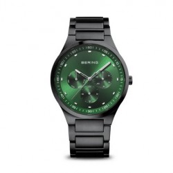 Bering heren horloge classic zwart metalen band groene wijzerplt chorno - 10032967