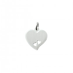 Zilveren Graveer hart 17x18mm met hartjes er uit - 10027349