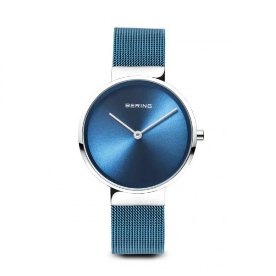 Bering dames horloge classic blauw met stalen kast 14531-308 - 10031452