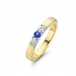 gouden ring 14krt Diamant safier diamant 0.10 - 10027436