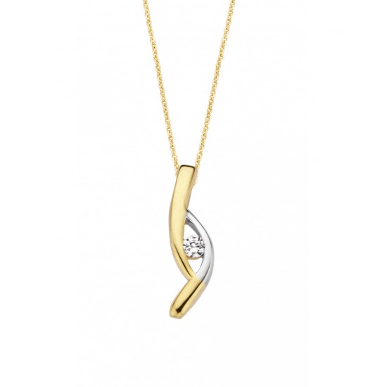 Mori Fashion bicolor 14krt gouden hanger met diamant 0.03 - 10033452