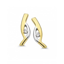 Mori Fashion bicolor 14krt bicolor gouden oorknoppen met diamant 0.03 - 10033454