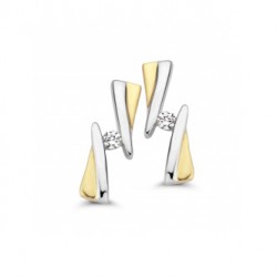 Mori Fashion bicolor 14krt gouden oorknoppen met diamant 0.03 - 10029093