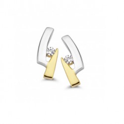 Mori Fashion bicolor 14krt gouden oorknoppen met diamant 0.03 - 10029095