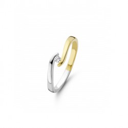Mori  Fashion Bicolor gouden 14krt ring  met diamant 0.03 - 10029084