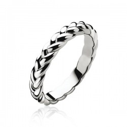 Zinzi zilveren aanschuif ring gevlochten  met zirkonia  wit zir602w58 - 10032552