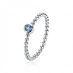 Zinz aanschuifi Ring bolletjes met blauwe zirkonia zir1900-54 - 10031317