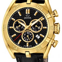 Jaguar heren horloge zwart leren band met double kast chronograaf J858/3 - 10033891