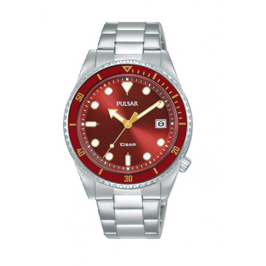 Pulsar dames horloge rode wijzerplaat PG8335 - 10033584